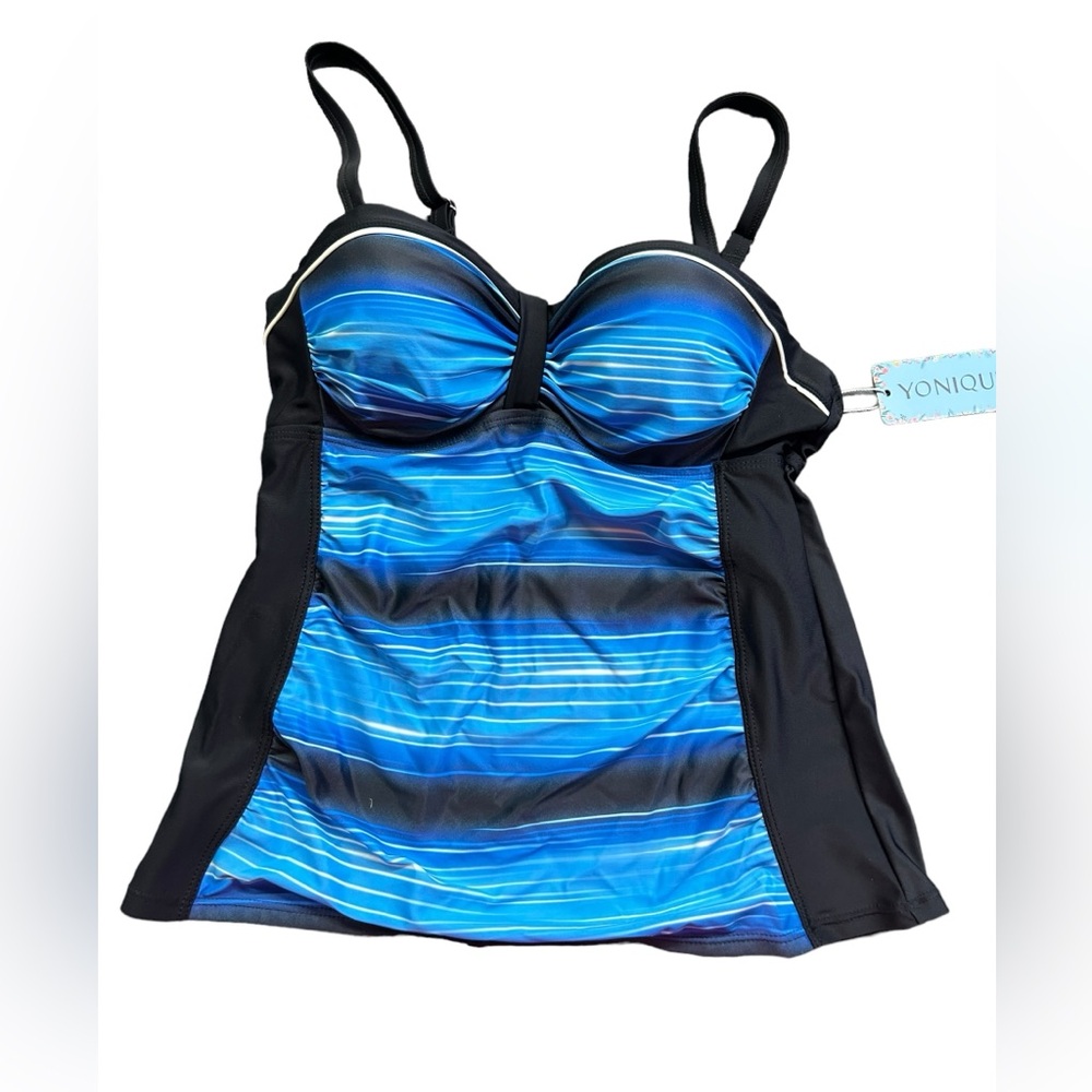 YONIQUE womens modest underwire size small tankini top swim top swimwear NWT